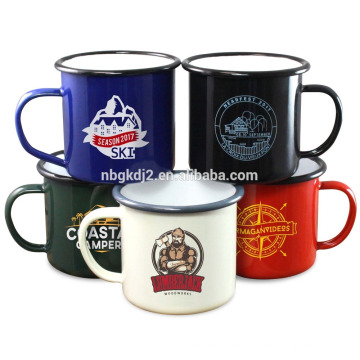 350-400ml Custom logo heat printing metal enamel mug